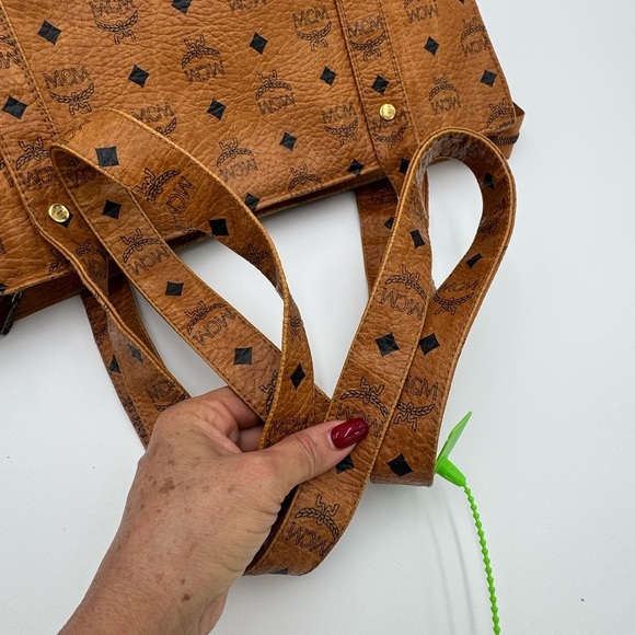 MCM Vintage Visetos Monogram Cognac Large Shopper Tote Carryall Shoulder Bag EUC - Picture 6 of 17
